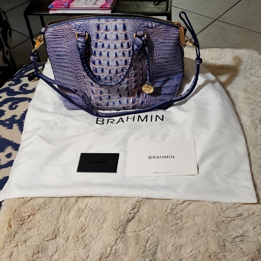 Purple medium sized authentic Brahmin purse.